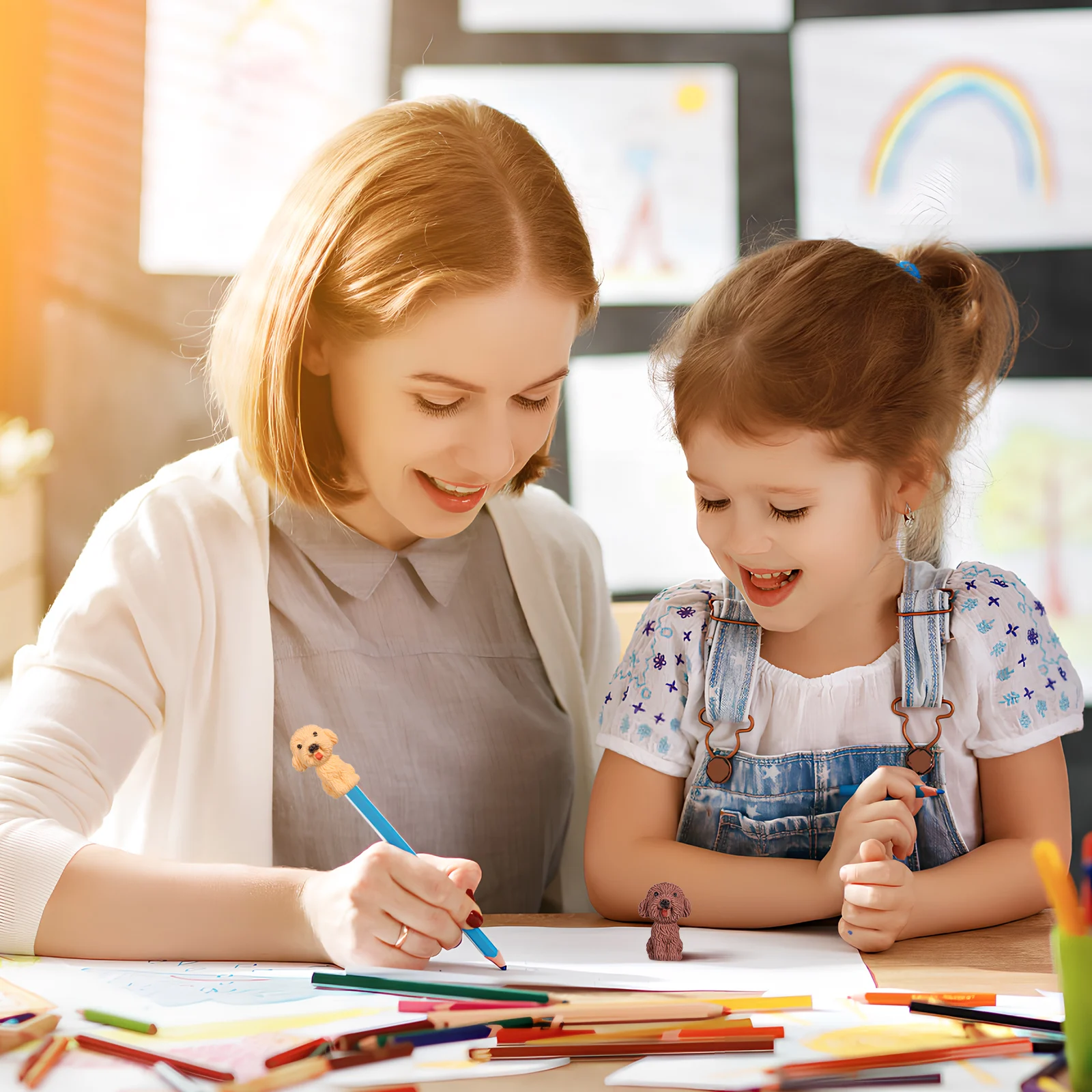 

40 Pcs Dog Eraser Pencil Tops Erasers Toppers The Cute Caps Tpr Office