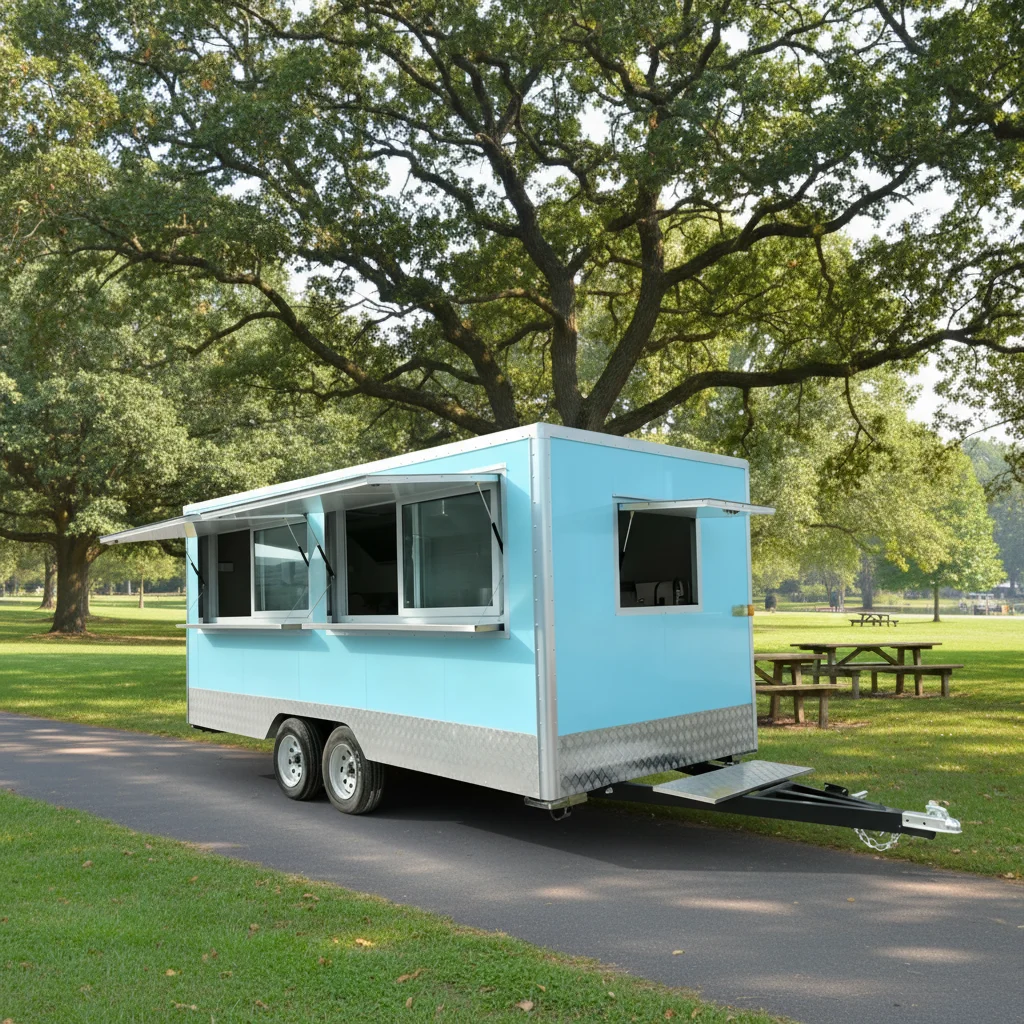 

High Quality Stainless Steel Mobile Pizza Food Truck & Trailer With Ice Cream & BBQ Fast Food Cart For Sale