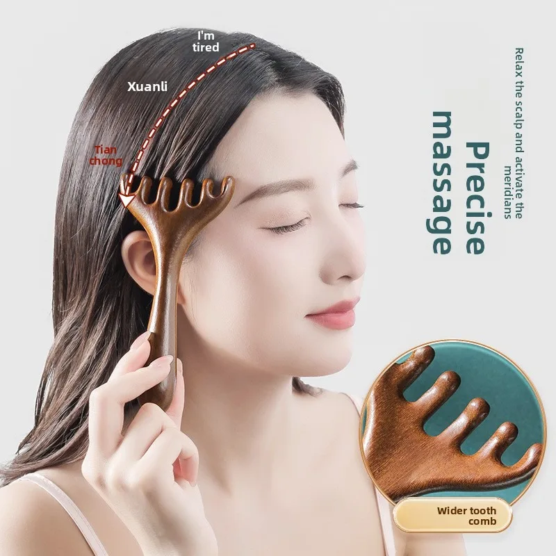 Sandalwood 5-Claw Scalp Massager Wooden Meridian Comb