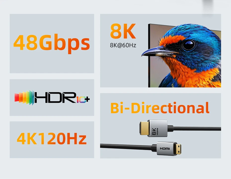 CABLETIME Mini HDMI zu HDMI Kabel HD 8K 60Hz High-Speed Mini HD 2.1 Kabel 48Gbps HDMI 2.1 Kabel für HDTV Tablet Kamera – Detail 2