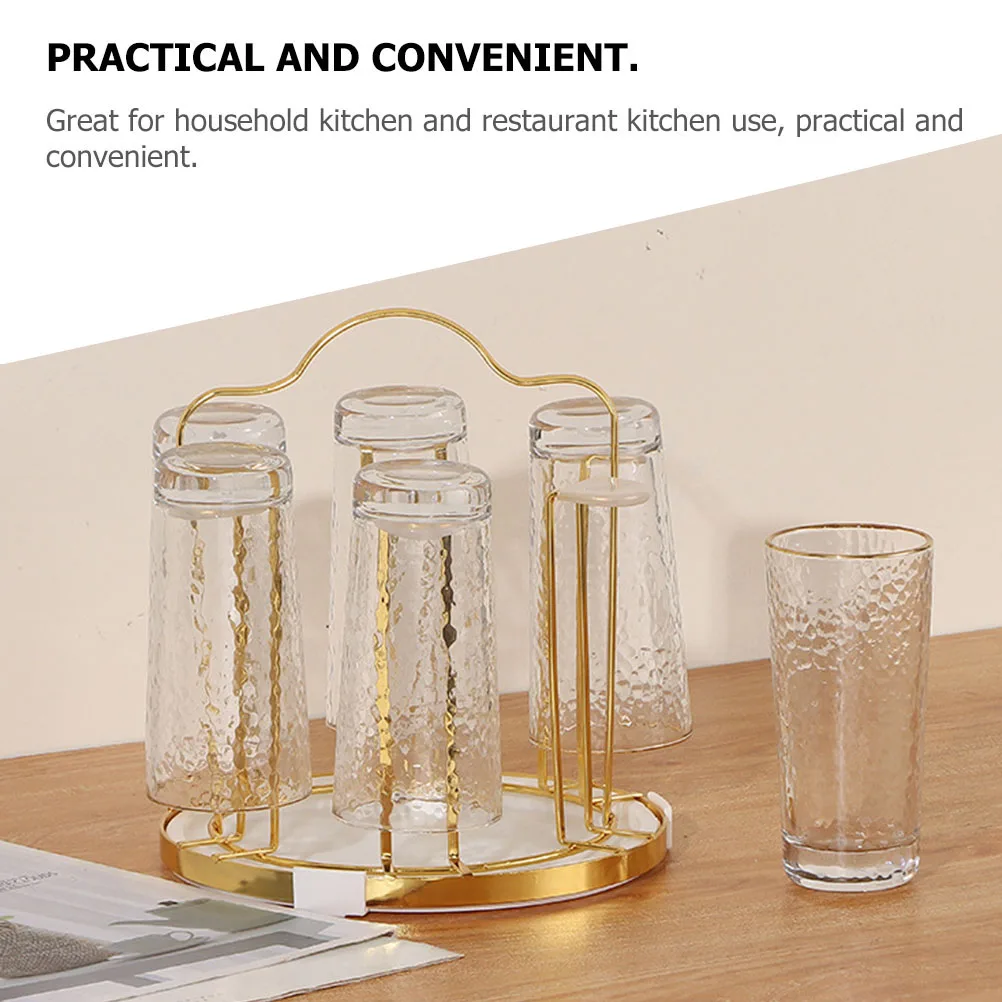 

Round Cup Holder Iron Anti Rust Kitchen Accessories Bottle Drying Rack Mug Bracket Household St Hollow Tree Upside Drain