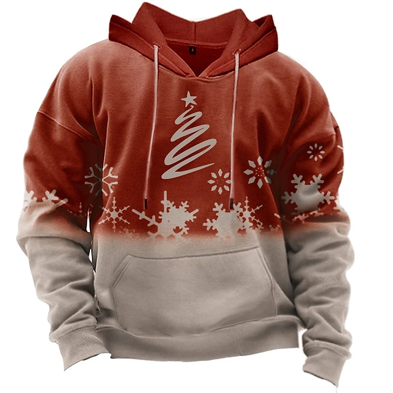 Vintage Xmas Tree Pattern Hoodie Fashion Santa Claus 3D Printed Long Sleeve Christmas Hoodies Autumn Casual Oversized Sweatshirt