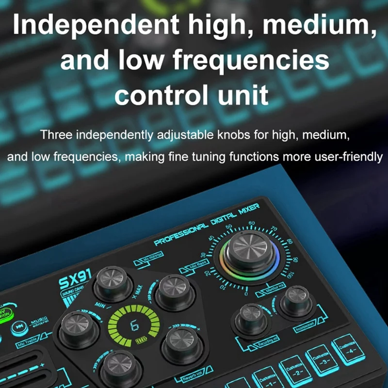 

SX91 Живая звуковая карта USB Звуковой микшер Профессиональный аудиомикшерный консольный усилитель для живого пения ПК Ноутбук Мобильный телефон-A22U