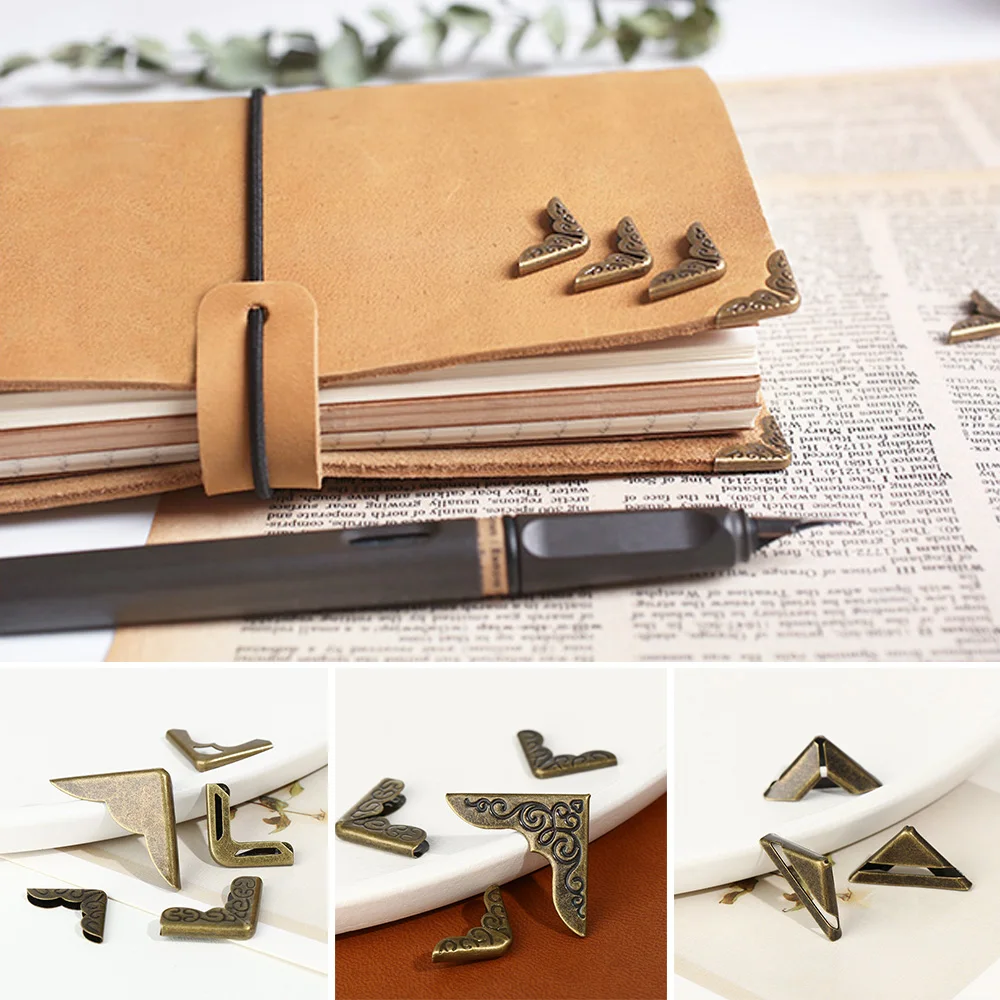 4Pcs DIY Book Cover Decoration Metal Corners Scrapbook Accessories Book Corner Protector Photo Albums