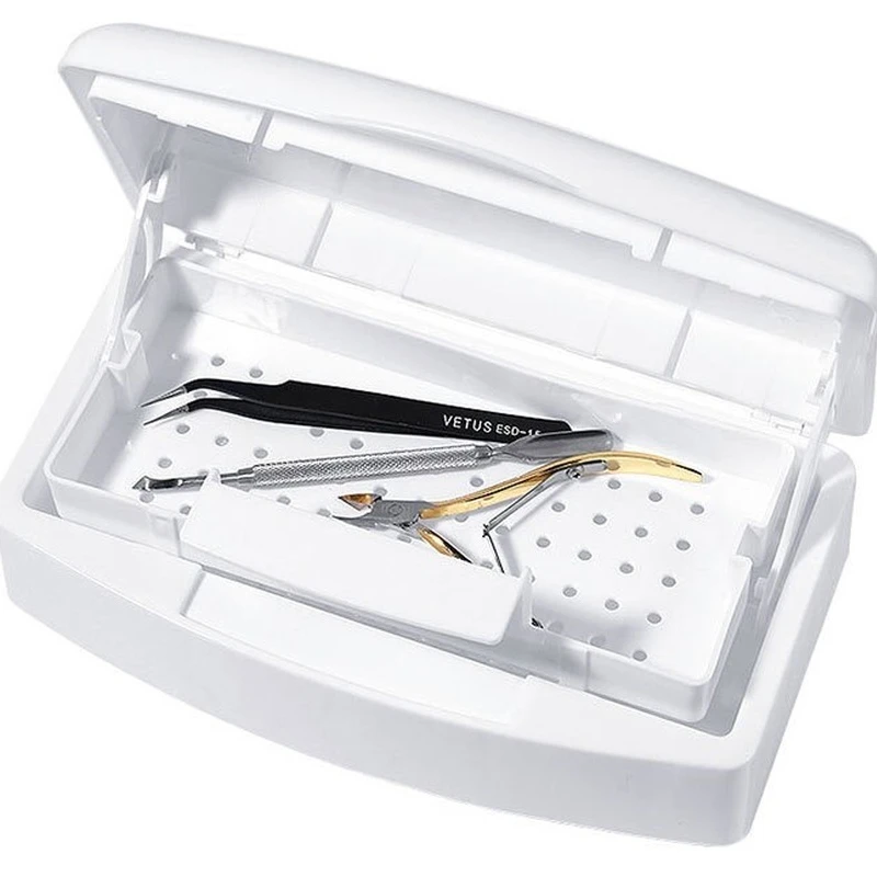 Nail Sterilizer Tray Disinfection Box Salon Nail Art Nipper Tweezers Nail Manicure Equipment Tools Cleaner Sanitize Set Box