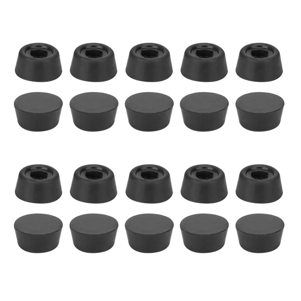 

20PCS Durable Billiard Pool Cue Cover Rubber Black Billiard Tail Cover 27x13mm Flat Bottom Snooker Stick Protector