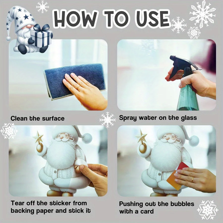 Santa Claus Glass Sticker for Window Decoration, Removable