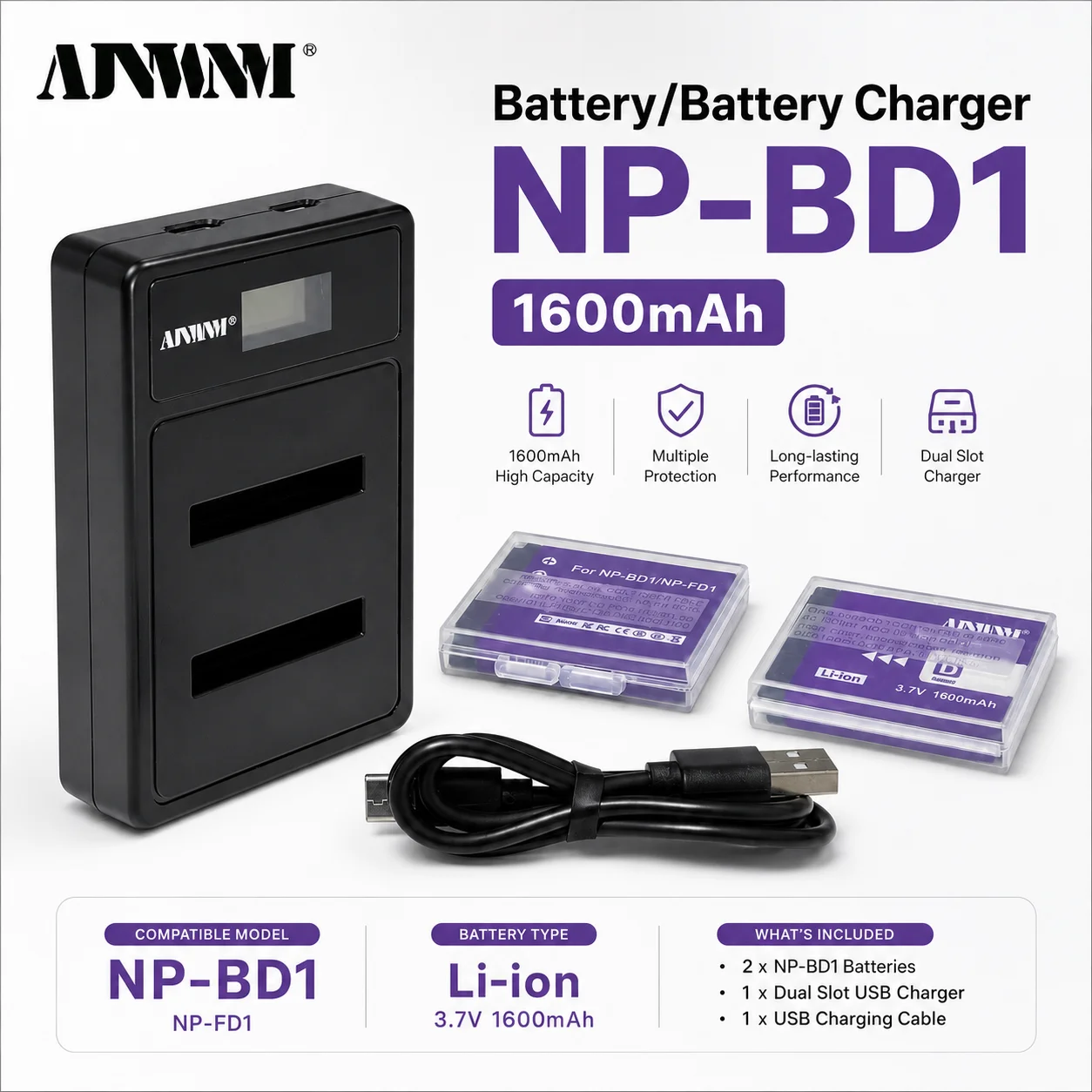 NP-BD1 NP BD1 Battery for Sony Cyber-shot DSC-G3 DSC-T77 P DSC-T300 DSC-T700 DSC-TX1 DSCTX1 DSC-T500 DSC-T700 Camera 1600mAh