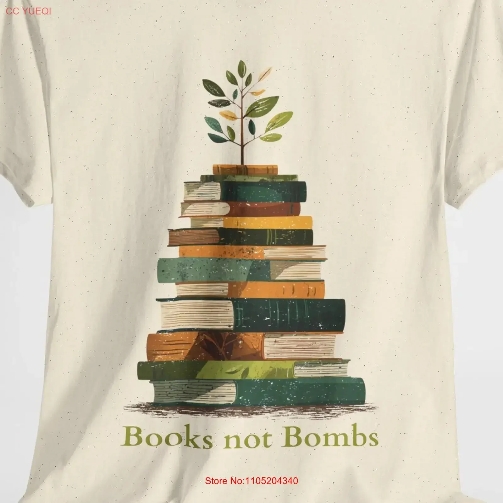 

Футболка «Книги не бомбы «Мир к знанию» винтажная стираная дышащая повседневная уличная одежда с графическим рисунком модная слегка универсальная