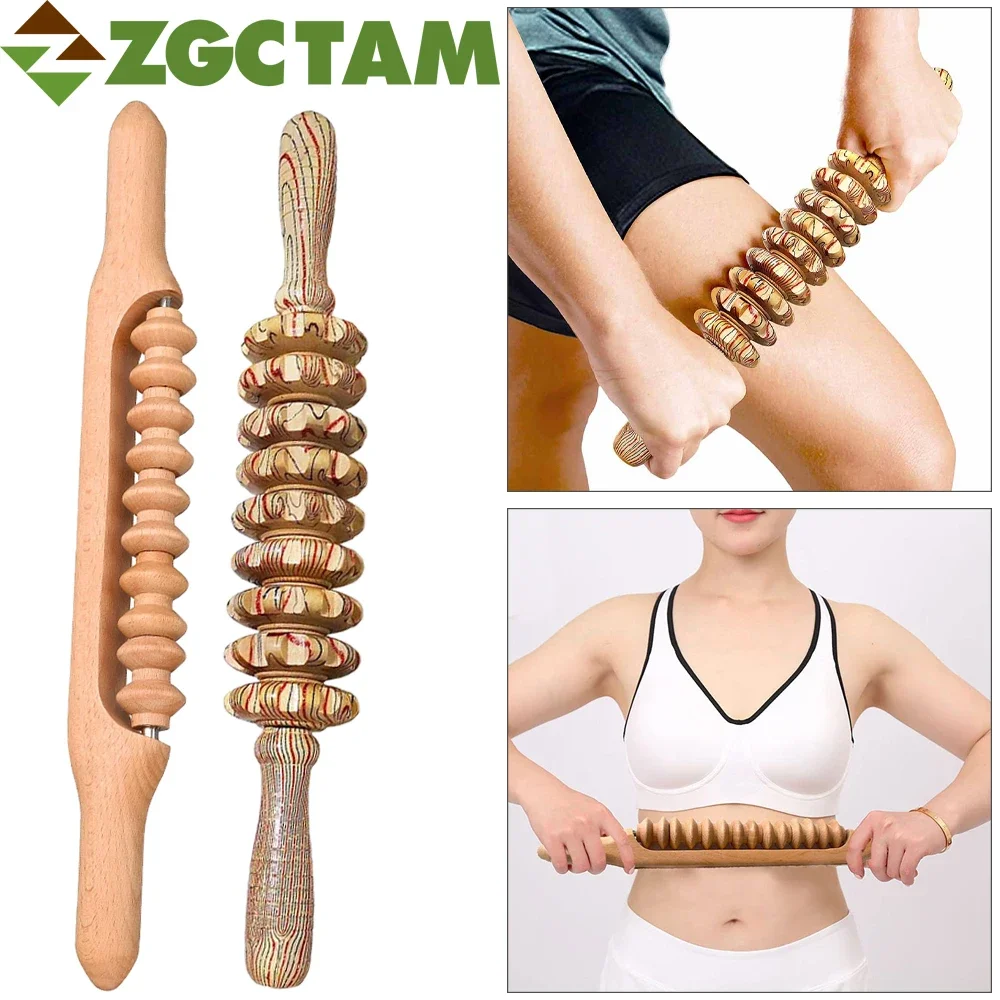 

Wood Therapy Massage Tools, Wooden Gua Sha Roller Stick for Arm Leg Neck Back Pain Relief Stomach Body Shaping, Muscle Release