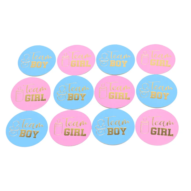 Lot de 54 autocollants de révélation du sexe - 5 cm - Bleu et rose - Autocollants pour révélation