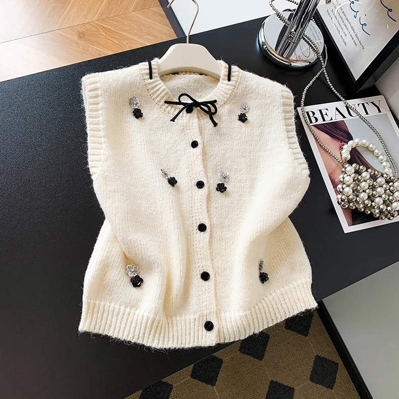 

Dongda Gate 2022, осенне-зимний новый вязаный свитер в стиле ретро, женский круглый верхняя одежда на одной пуговице, шерстяной жилет