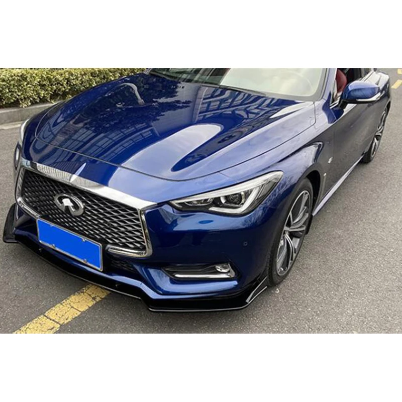 For 3PCS Infiniti Q60 Q60S Front Bumper Lip Diffuser Splitter ABS Plastic Collision Accessories Body Kit 2013-2022 Year