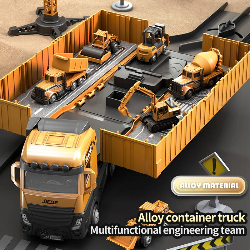 クレーン建設トラックタワー合金エンジニアリングブルドーザー子供プレイ掘削機車両車セットおもちゃモデルコンテナ男の子用