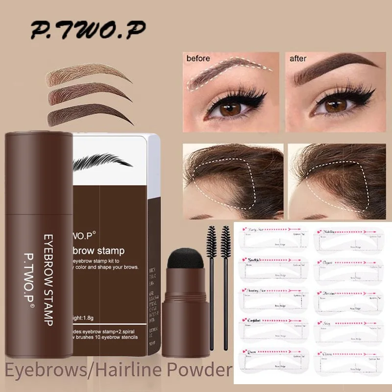 Complete professional Eyebrow Powder Stamp Shaping Kit makeup brushes eyebrow paint eyebrow pencil Eye Brows Stencil