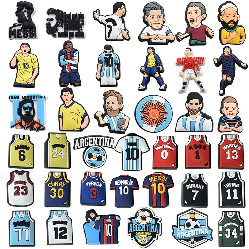 Football World Champio Shoe Charms PVC Shoe Decorations Argentina 10 Clogs Sandals Wristband Accessories Women Men Party Gifts