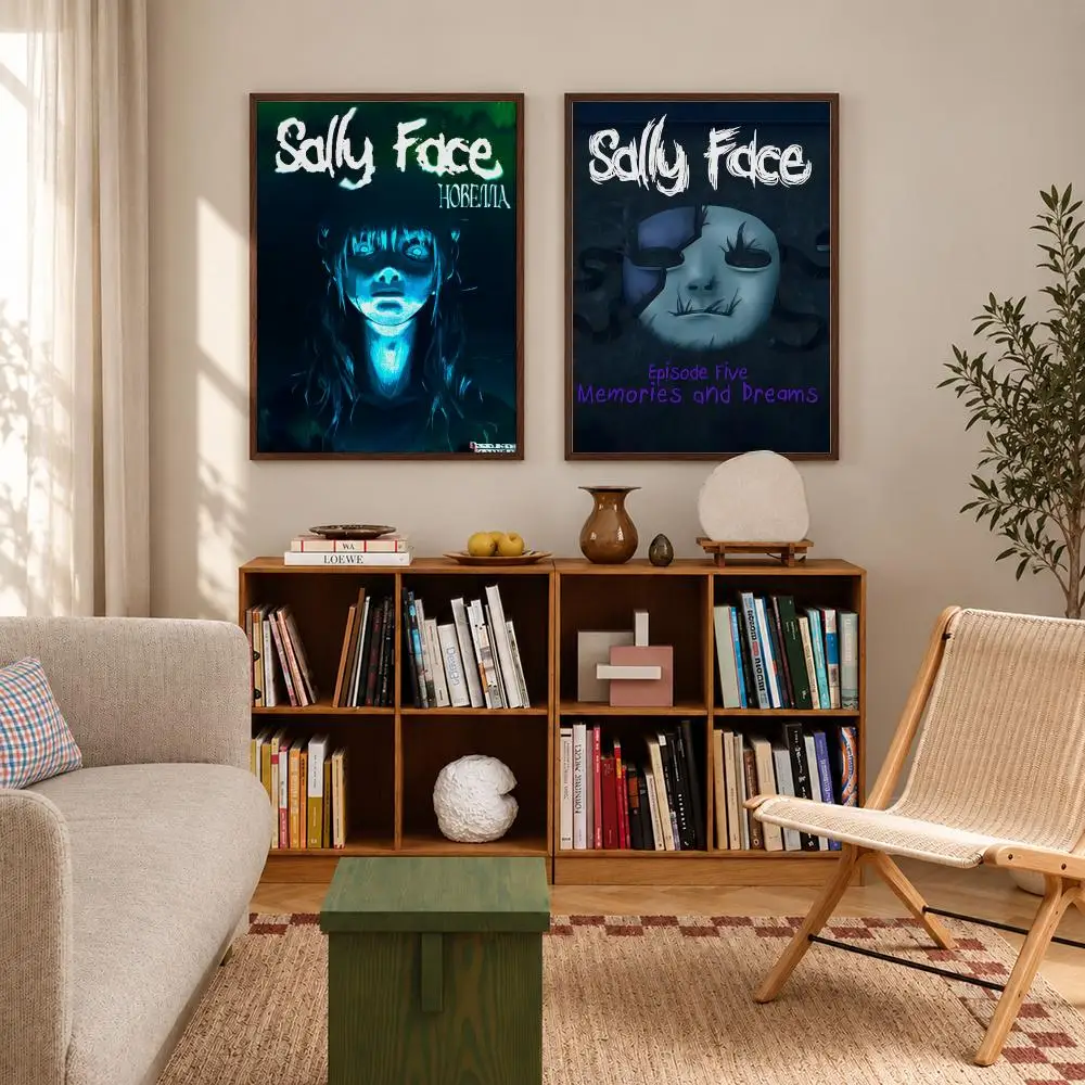 Dark Psychological Adventure Game Sally Face Poster Self‑Adhesive Waterproof Poster Sticker Coffee House Bar Wall Art Home Decor