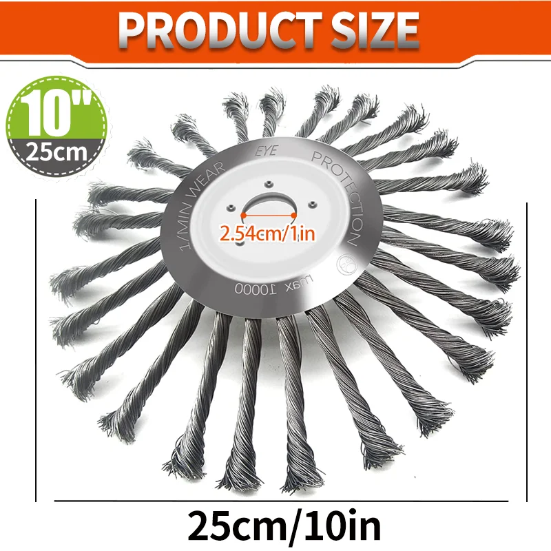 10inch Wire Brush Head Gasoline Grass Trimmer Accessories Gardening Tools Universal Brushhead Cutter Garden Tool Parts