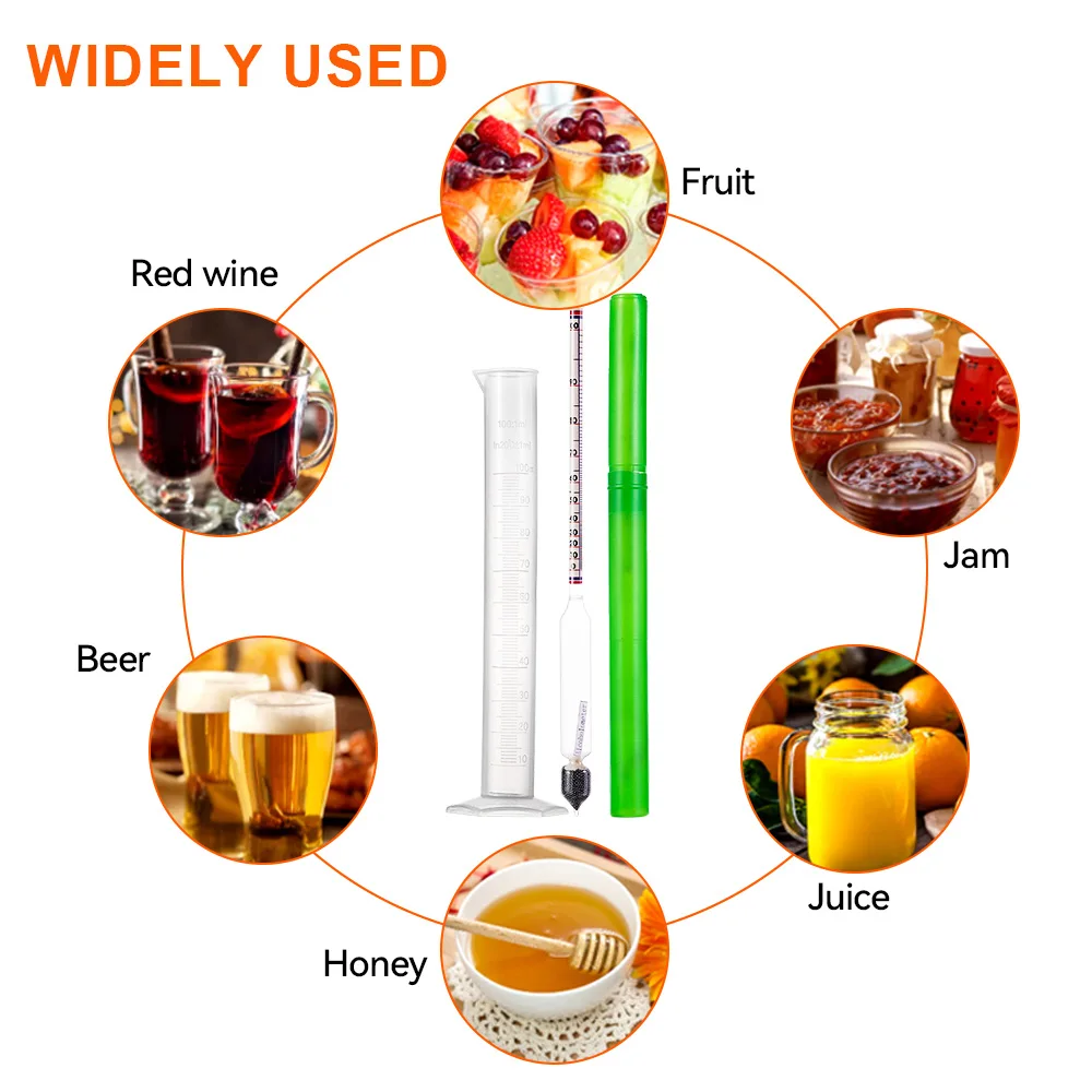 Alcohol Meter Alcoholometers Wine Meter Measuring Alcohol Concentration Meter Whisky Vodka Bar Set Tool with Measuring Cup