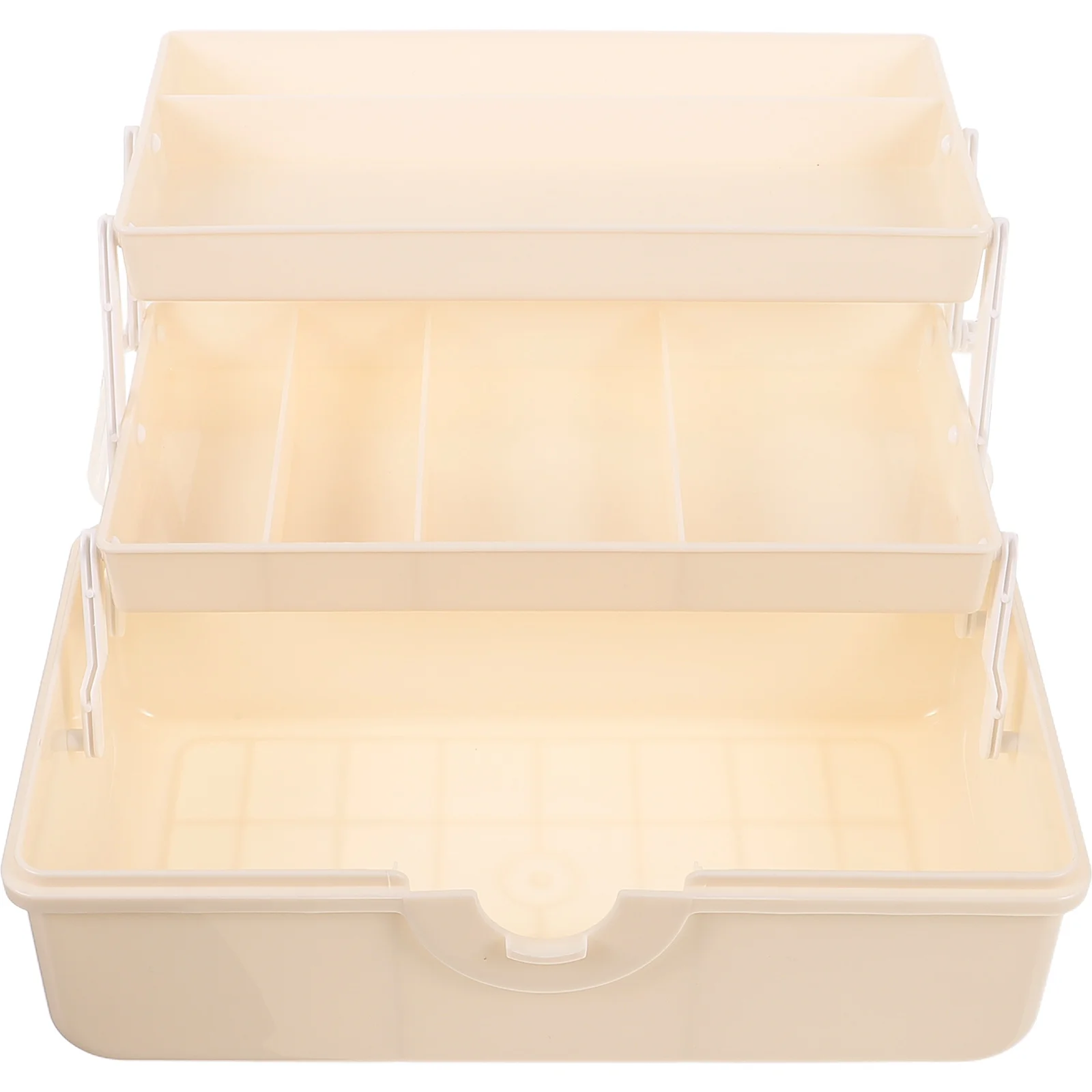 

Large Capacity Dustproof Storage Box Cream Color Multi Layer Portable Makeup ganizer Plastic Storage Case