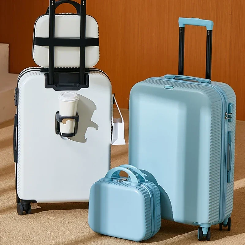 2025 Spinner Rolling Luggage Student Travel Suitcase on Wheels Multifunction Combination Lock Zipper Trolley Luggage Bag