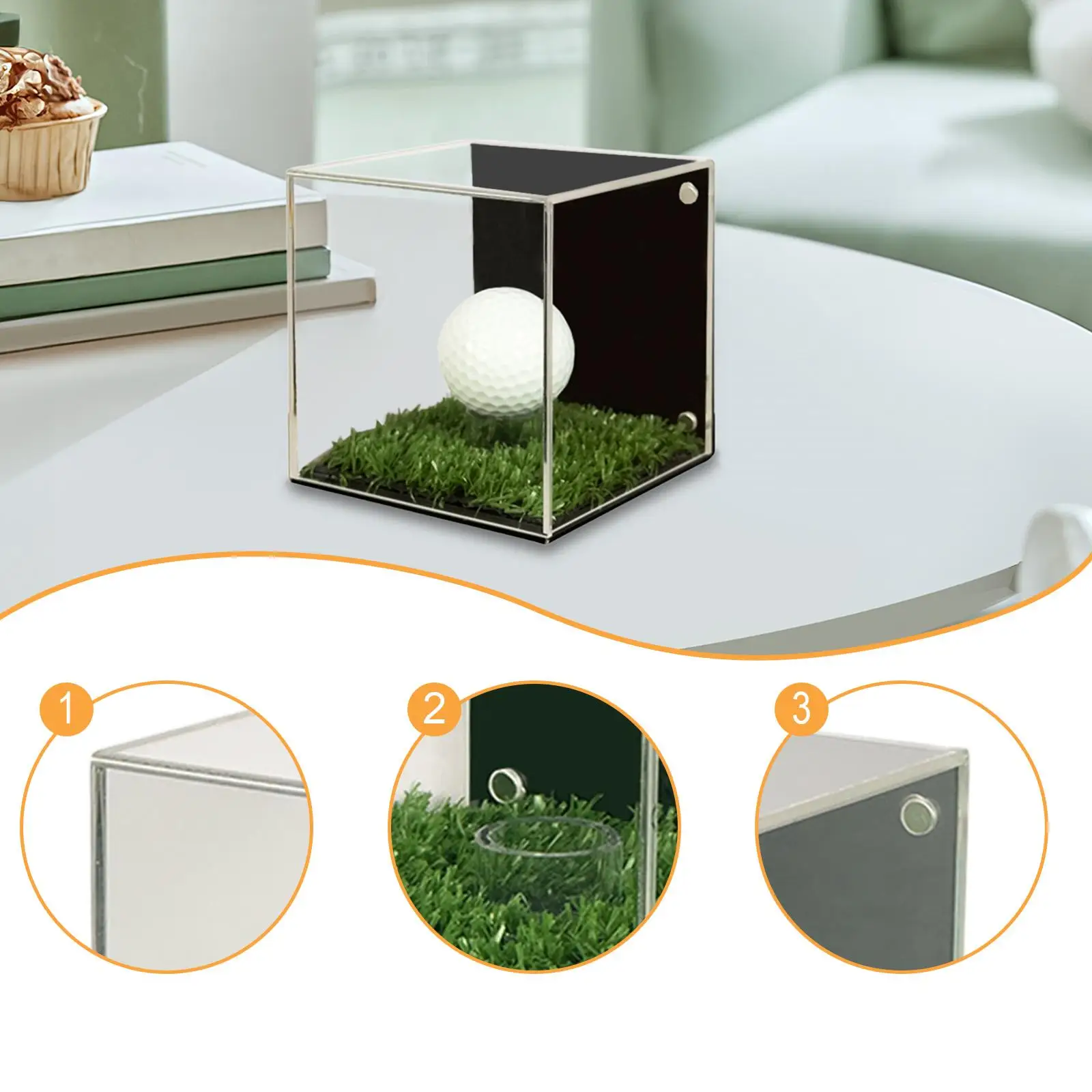 Transparent Acrylic Golf Ball Display Stand Holder Compact Dust Protection Case for Baseball Softball Memorabilia Display