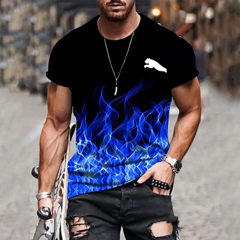 2024 Men's T-shirt gradient design printed casual short sleeved T-shirt outdoor street fashion men shirt plus size clothing ﻿ image 5