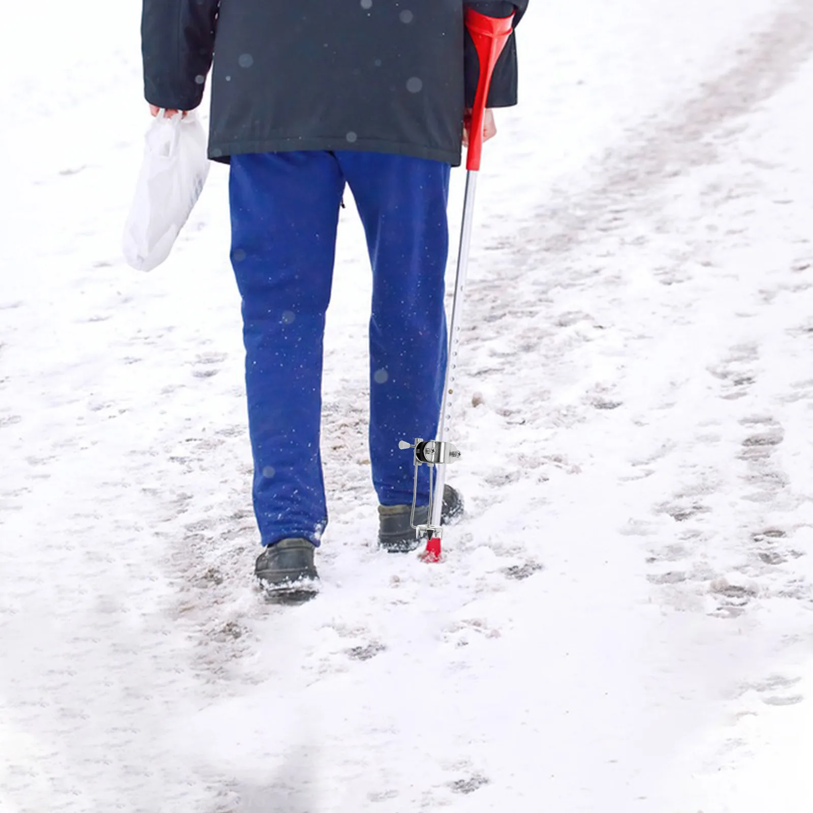 Universal Stainless Steel 5 Prong Cane Attachment Retractable Hiking Non Slip for Safe Winter Walking Snow