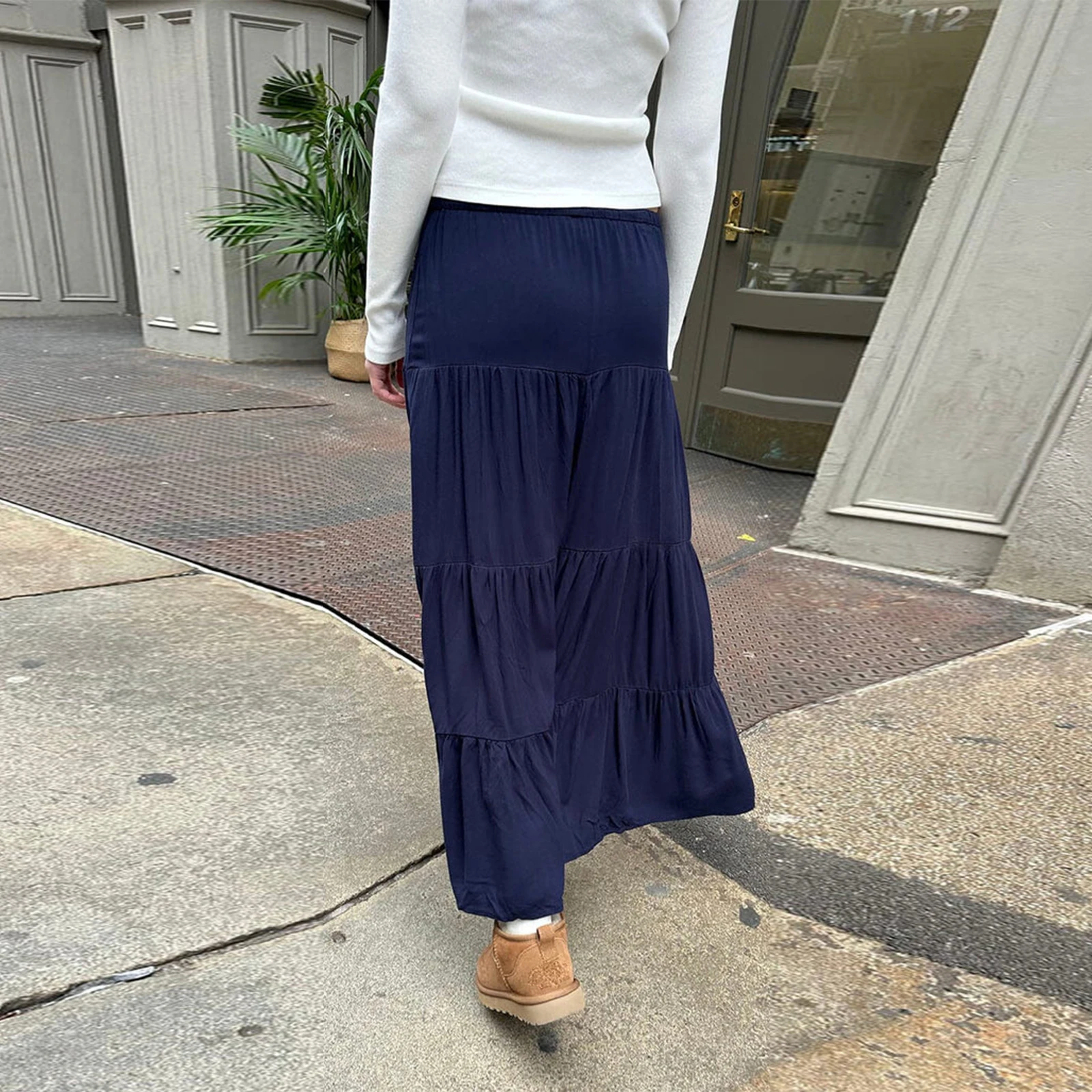 Fairy Skirt y2k Clothes Women Solid Color Drawstring Low Waist Pleated Loose Skirts 2000s Flowy Long Skirt Streetwear