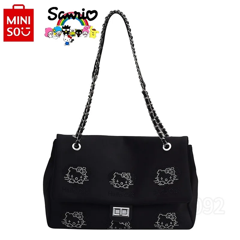 Hello Kitty New Women\'s Shoulder Bag Fashion Women\'s Bag Cartoon with Diamond Women\'s Handbag High Quality and Large Capacity