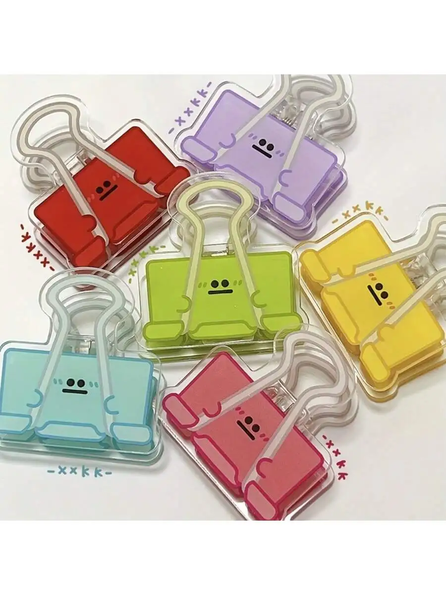 

1pc colorful cartoon acrylic folder, office supplies file organizer, creative double-sided sticky note storage