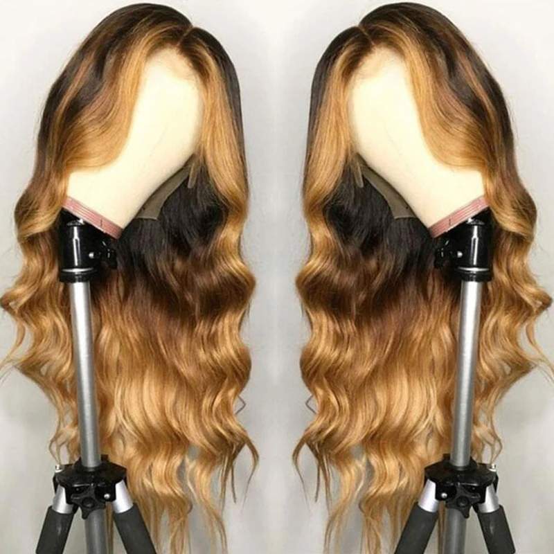 

26“ Long Preplucked Ombre Blonde Body Wave 5x5 Silk Base Jewish Human Hair Wig Baby Hair HD Lace European Hair Glueless Daily