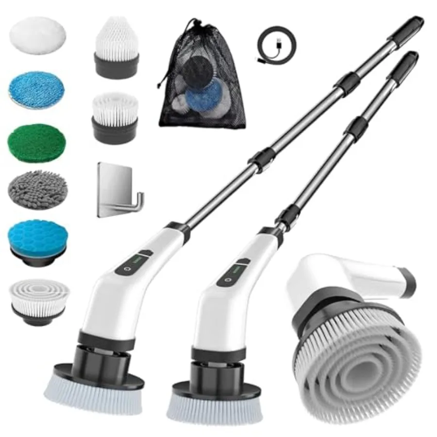 

Electric Spin Scrubber Scrub Brush, Rechargeable Cleaning Brush with 8 in 1 Replaceable Brush Heads, Cordless Power Spin Scrubb