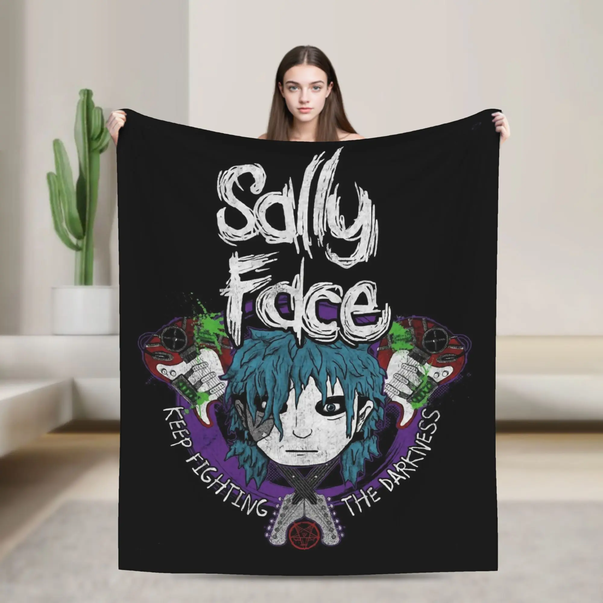 Sal Fisher Mask  Gothic  Game   Blankets Sally Face  Wool Funny Breathable Throw Blanket for Bed Sofa Spring Autumn