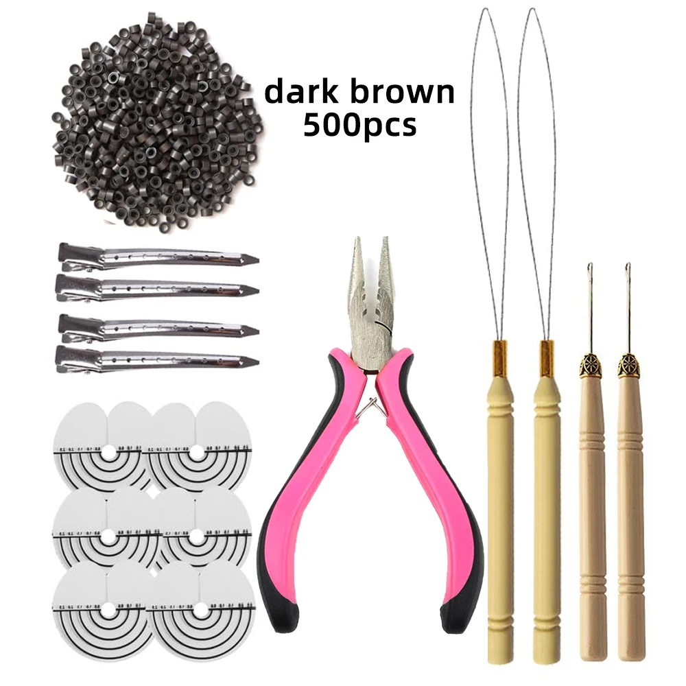 kit-de-ferramentas-para-extensoes-de-cabelo-com-500-pecas-aneis-de-silicone-micro-com-alicate-de-tres-furos-agulha-de-puxar-e-passador-de-laco