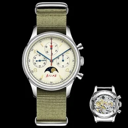SEAKOSS 1963 Chronograph Sapphire 40mm Pilot Original ST1908 Seagull Movement Mechanical Watch Moon Phase Man Calenda Wristwatch