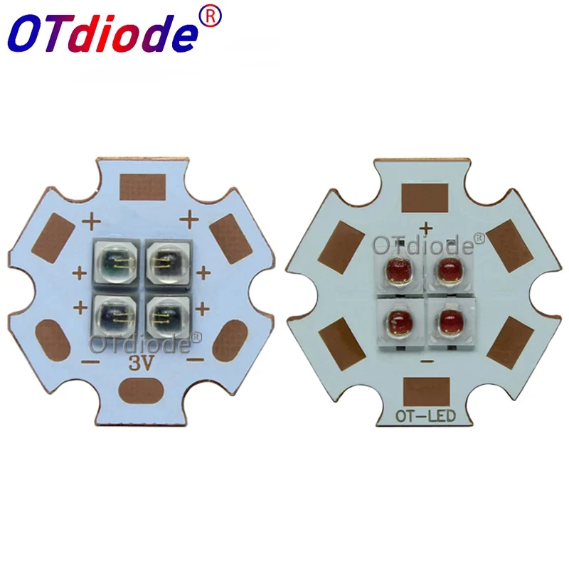 EverLight 3535 4Chips 4-LEDs 3V6V12V 10W Infrared IR 850nm 940nm 730nm High Power LED Emitter Diode with 20mm Copper PCB