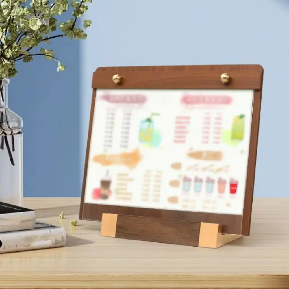 

A4/A5 Walnut Wood Menu Clipboard Horizontal/Vertical Detachable Table Top Sign Display Shelf Non-slip Base