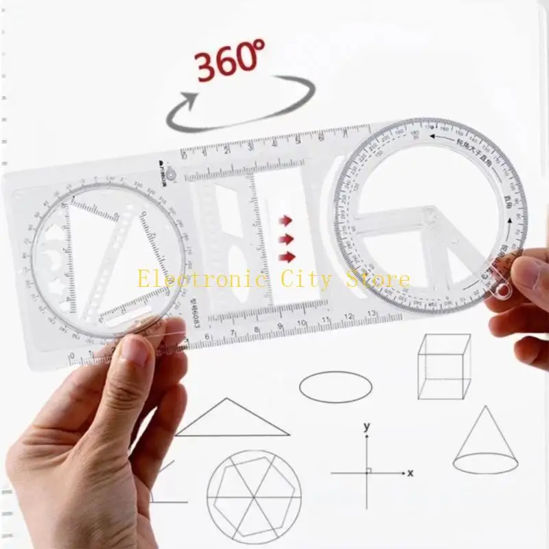 3 Pcs Geometric Ruler Drawing Ruler Measuring Ruler Template Ruler Gift HU8D