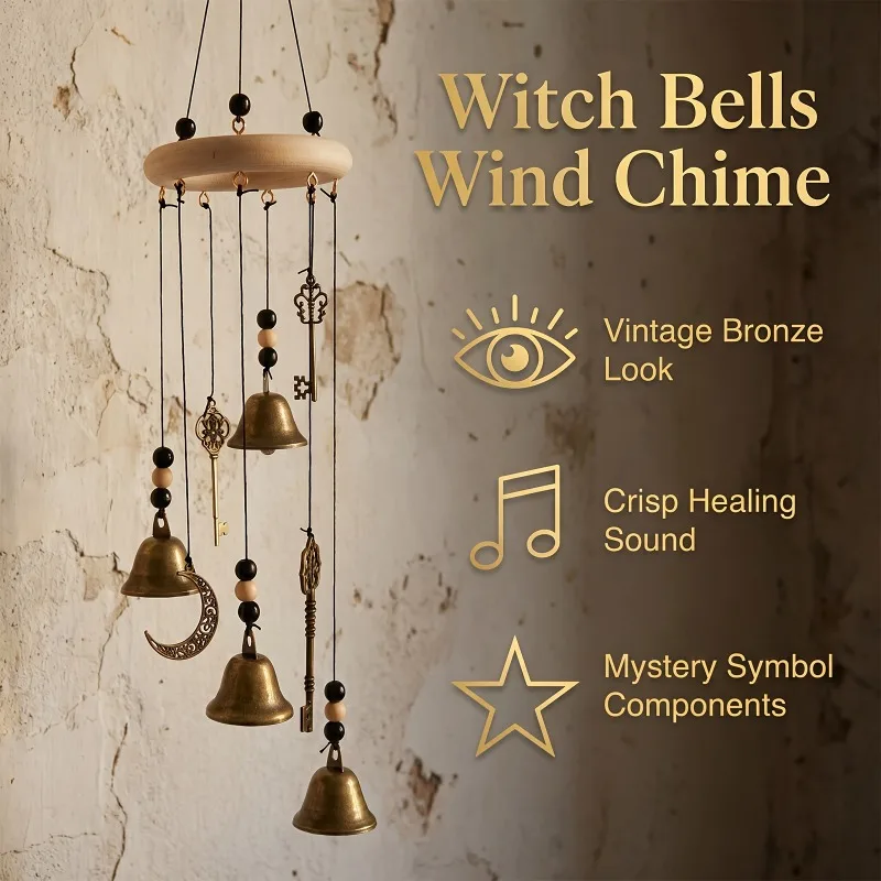 1 PCS Vintage Keys Star Moon Bells Antique Wind Chimes, Garden Courtyard Ornaments Suitable for Decoration and as Gifts