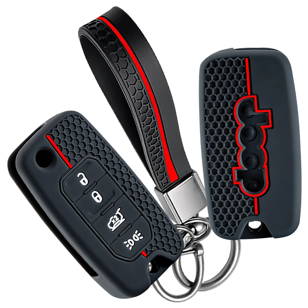 Silicone Key Cover Keychain For Jeep Cherokee Compass Renegade Grand Commander For Dodge Journey Challenger JCUV Charger Premium