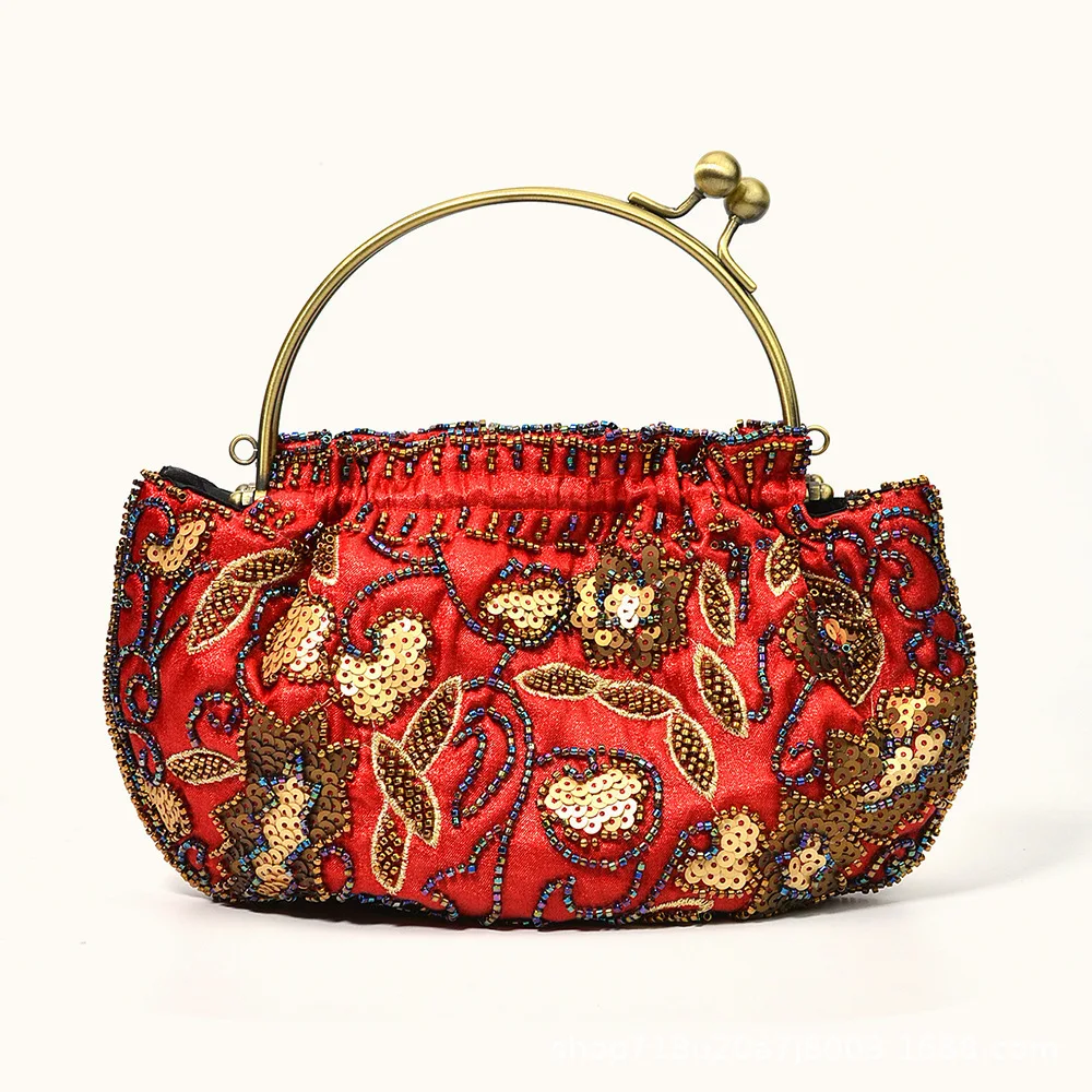 

Italian Design Paisley Pattern Gold Color Women's Shoes and Bags Matching Party Fashion and Comfortable Heel Shoes