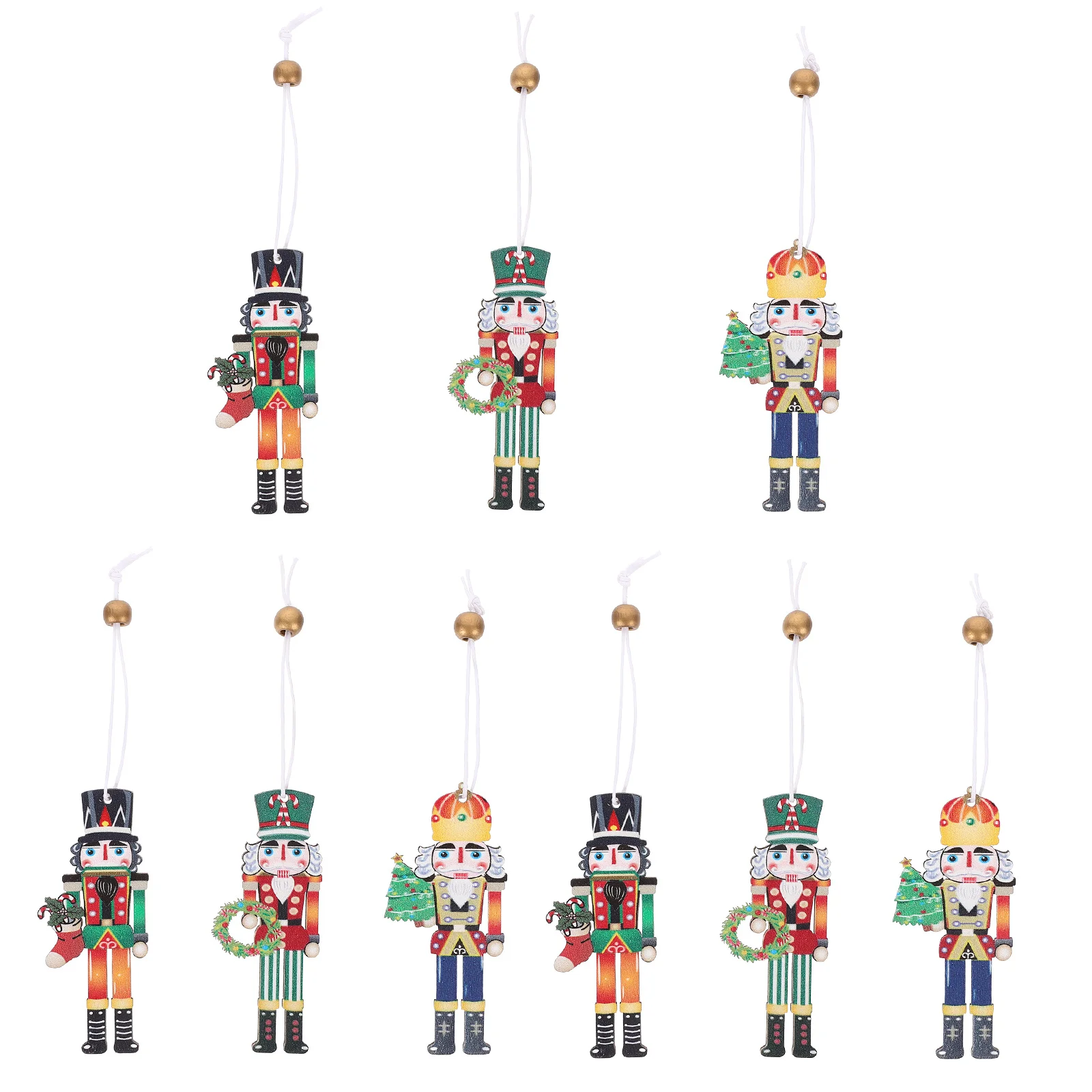

9Pcs Wooden Nutcracker Ornaments Hanging Xmas Tree Decor Hand-Painted Vintage Holiday Nutcracker Decorations Christmas Gifts
