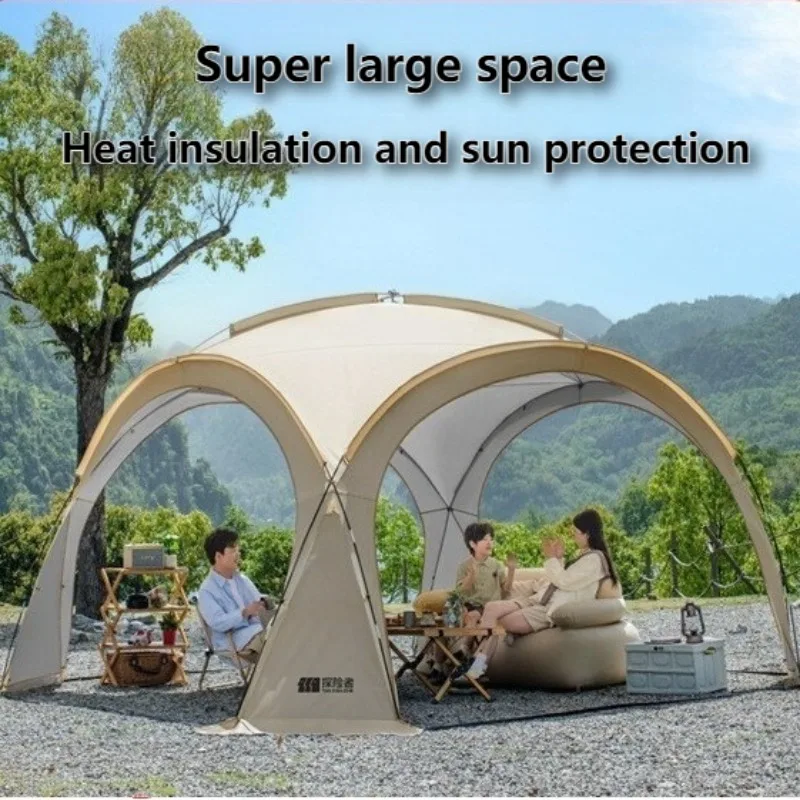 

Ультра толстая большая купольная палатка с навесом, открытый кемпинг, ветрозащитный непромокаемый солнцезащитный козырек с серебряным покрытием, несколько сценариев