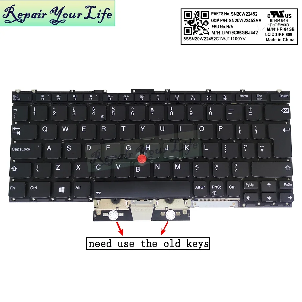 US UK English Backlit keyboard for Lenovo ThinkPad X1 Titanium 13.5