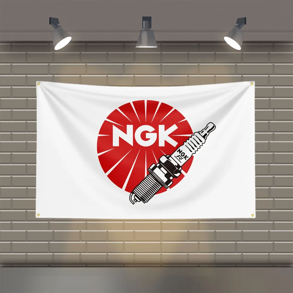 3x5 Ft NGKs Flag Polyester Printed Car Auto Parts Flags for Room Garage Decor