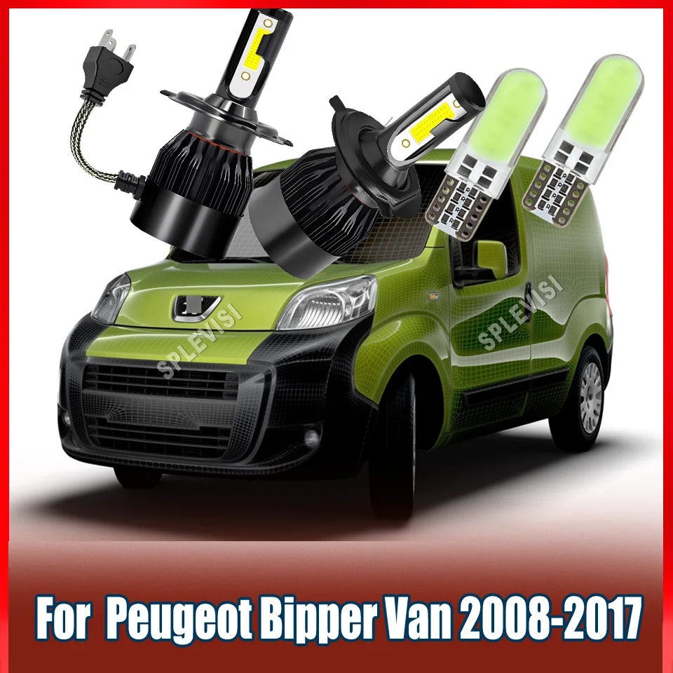 

H4 LED 60W Headlight White - No Wiring Needed, Just Brighter Light For Peugeot Bipper Van 2008 2009 2010 2011 2012 2013-2017