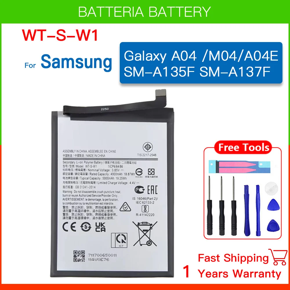 WT-S-W1 New Battery For Samsung Galaxy A04 / M04/ A04E SM-A135F/SM-A137F A14 5G SM-A146U A146B A146P Phone Batteria+ Tools