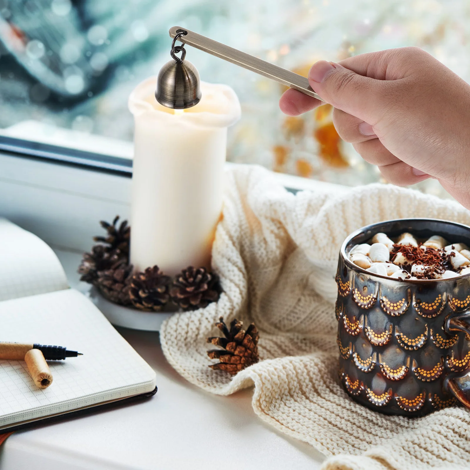 

Retro Extinguisher 6.29" Metal Wick Snuffer For Safety Flame Stoppers Decorative Accessories Long Handle