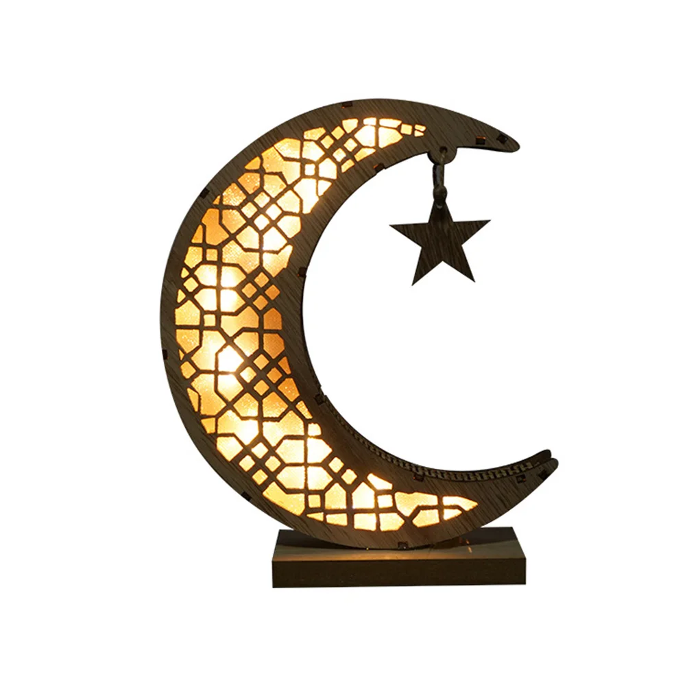 

Wooden Decorative Lamp Small Yellow LED Moon Night Light Operated Bedroom Party Festival Creative Design Low for Home